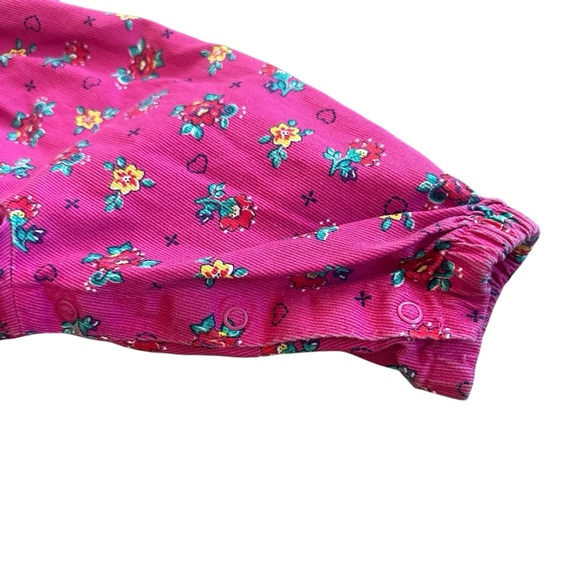 Vintage 90s OshKosh B'Gosh Vestbak Pink Flower & Heart Print Overalls Size 6/9mo - Picture 6 of 10